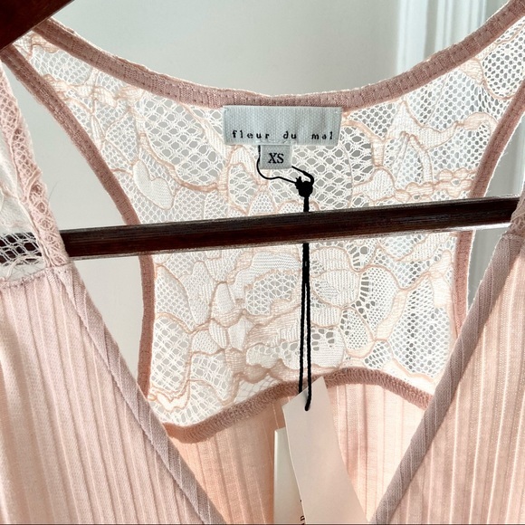 💔SOLD $225 Fleur Du Mal Lace Insert Ribbed Bodysuit - Picture 10 of 10